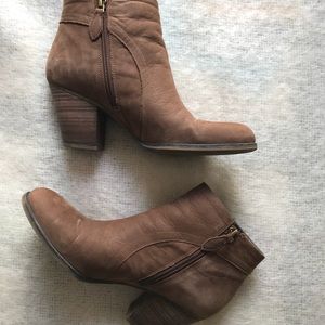 franco sarto brown leather ankle booties -8.5